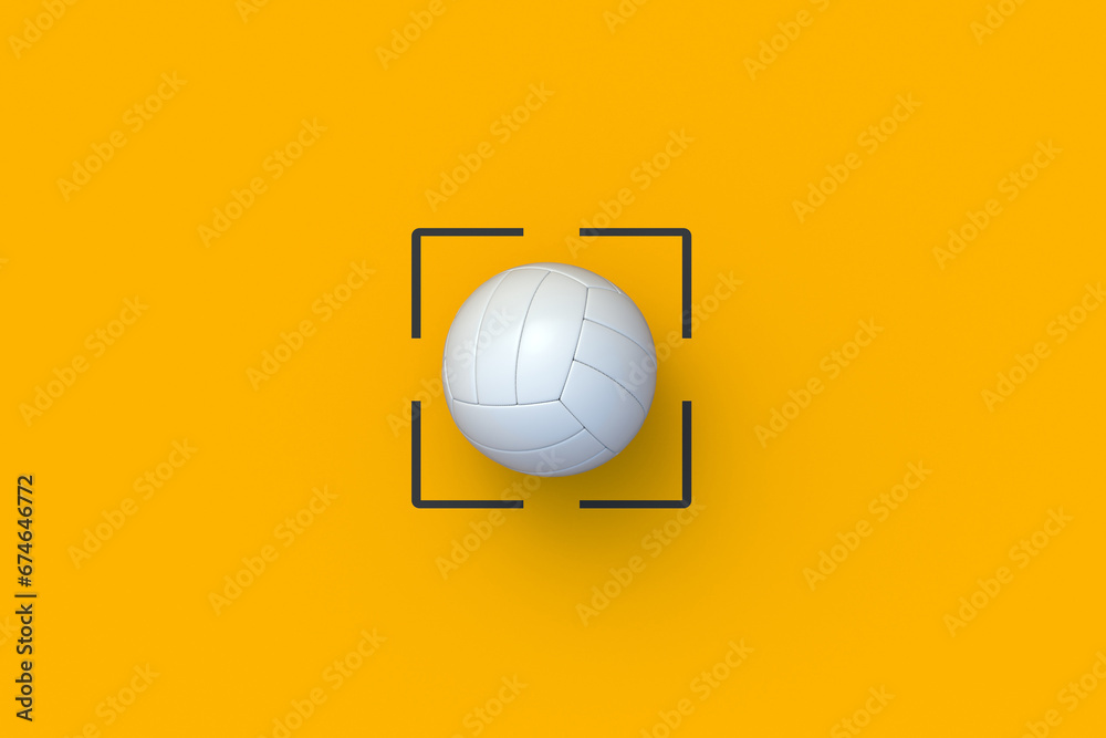 Volleyball ball in frame. National league. Sports competition. International championship. Off-season transfers. Popular sport. Training program. 3d render