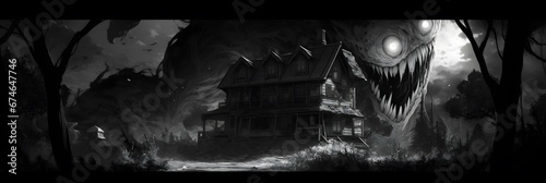 Horror Anime Manga style background design art photo