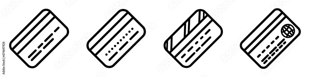 Credit card icons set. Payment icon. Black symbol of bank card. Credit card icons set. Payment icon. Black symbol of bank card.