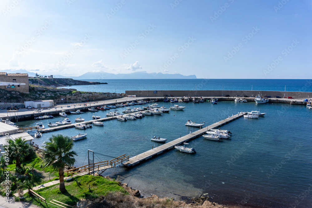 The port area of Terrasini, Sicily, Italy.