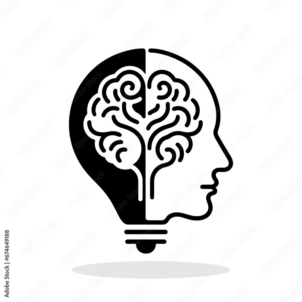 Light bulb and brain icon. Creativity symbol. Innovation symbol. Light bulb and brain icon. Creativity symbol. Innovation symbol.