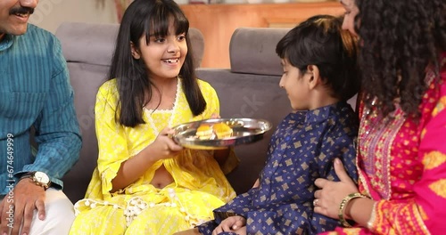 Indian siblings celebrating Rakshabandhan festival
