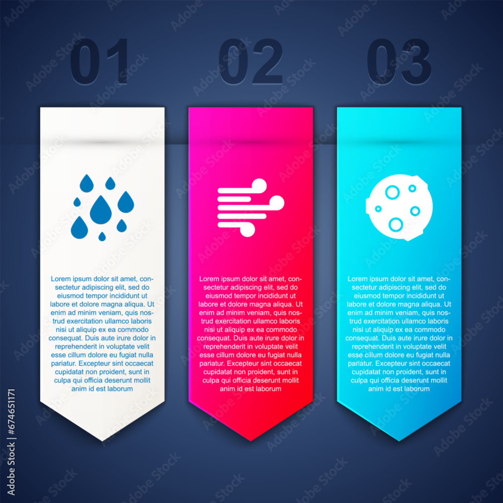 Set Water drop, Wind and Moon. Business infographic template. Vector Set Water drop, Wind and Moon. Business infographic template. Vector