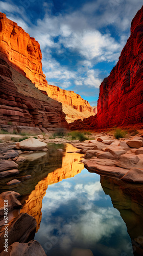 World class photograph of the most amazing arizona river and canyons at sunstet on a summer day. Ai Generated.NO.08
