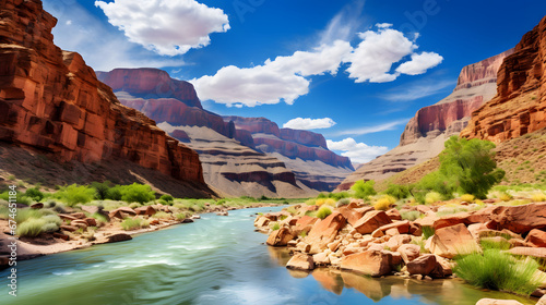World class photograph of the most amazing arizona river and canyons at sunstet on a summer day. Ai Generated.NO.06
