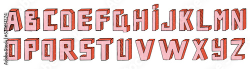 Hand-drawn alphabet. Set of funky letters. Vector.