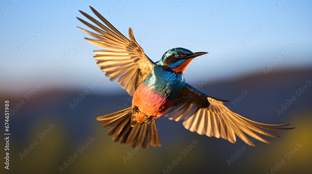 Fototapeta premium small bird with open wings
