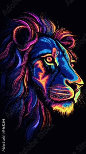 Neon art style Lion head