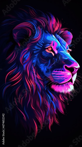 Neon art style Lion head