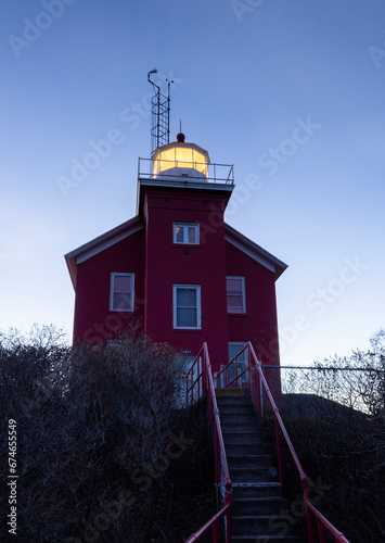 Marquette lighthouse on Lake Superior in Upper Peninsula of Michigan photo