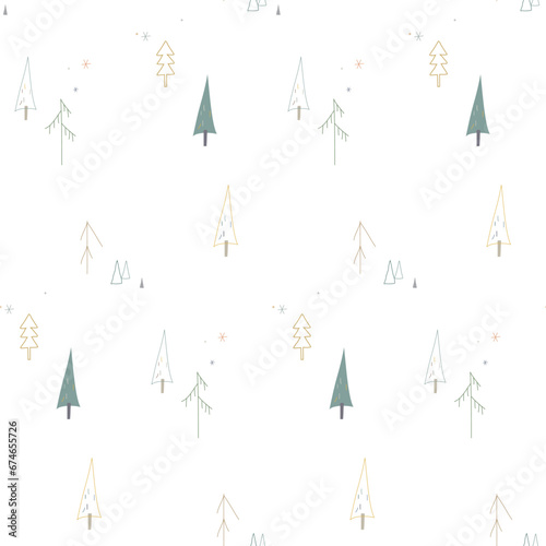 Winter seamless pattern with fir trees