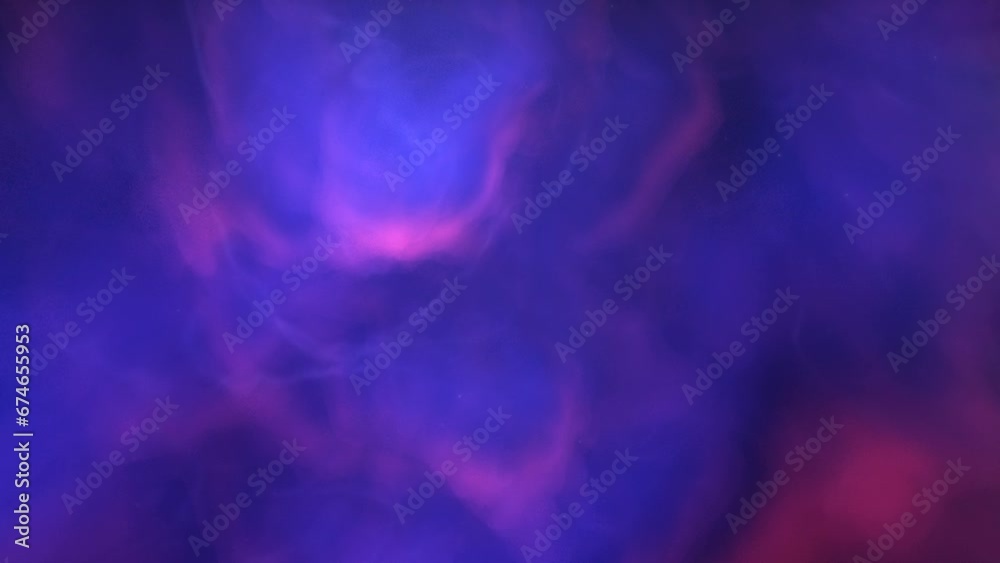 Flying Through The Stars And Blue Nebula In Space. Galaxy exploration through outer space towards glowing milky way galaxy
