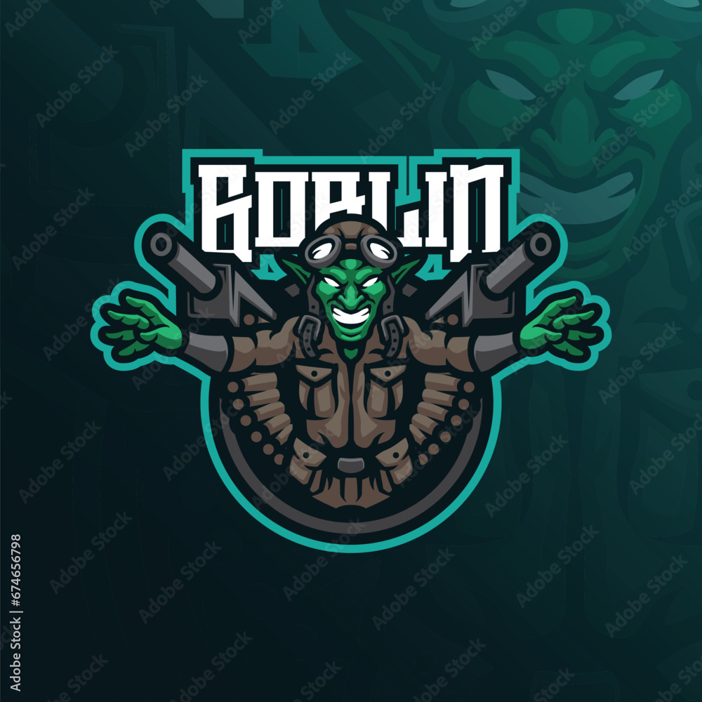 Goblin mascot logo design vector with modern illustration concept style for badge, emblem and t shirt printing. Goblin illustration with missiles.
