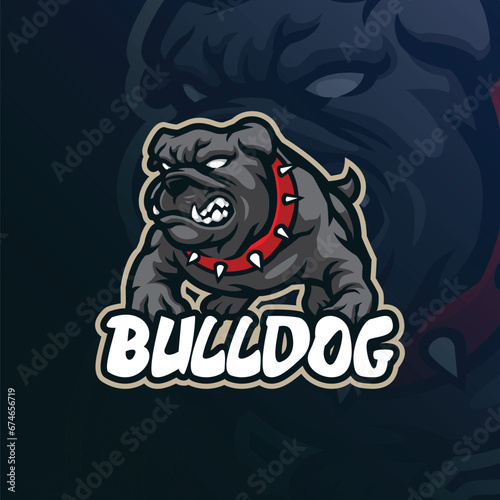Bulldog mascot logo design vector with modern illustration concept style for badge, emblem and t shirt printing. Angry bulldog illustration for sport and esport team.