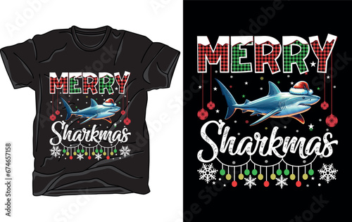 Merry Sharkmas,  Christmas shirt design vector file