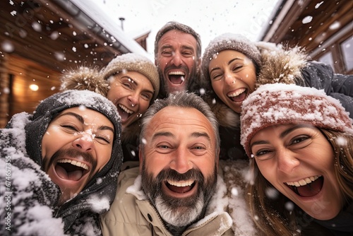 Winter Bliss with Friends  Smiles  Playfulness  and Togetherness in the Snow