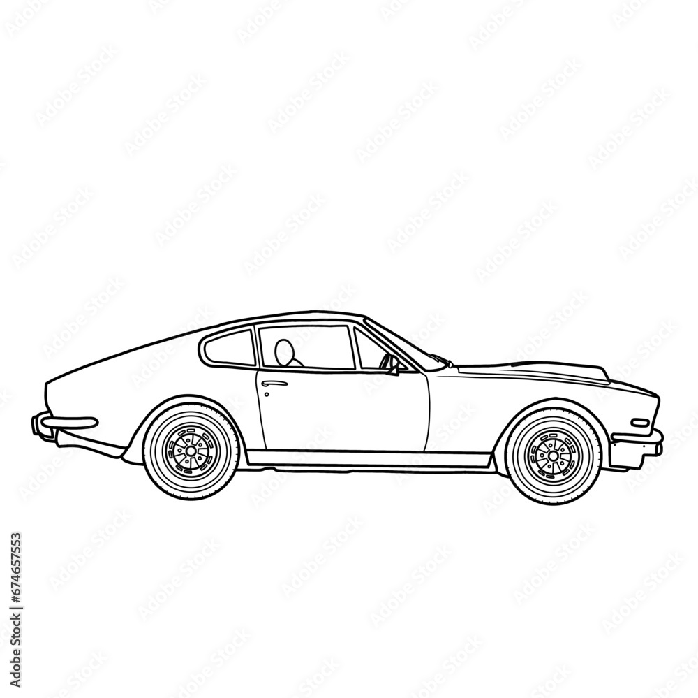 Classic Vintage American Sport Cars Vector illustration Line art,outline sport Car design