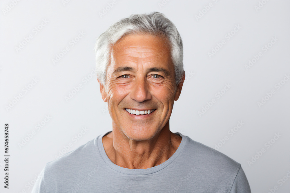 Portrait of handsome man with bright smile veneers after dentist isolated on white background Portrait of handsome man with bright smile veneers after dentist isolated on white background