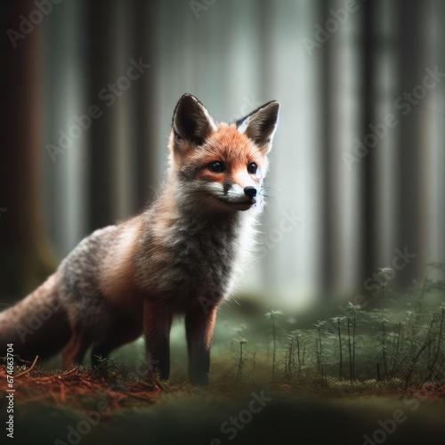 red fox in the forest animal background for social media © Садыг Сеид-заде