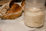 Sourdough for bread at home. Cultivation of sourdough for cooking wholesome bread.