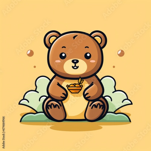 Cute Bear Eating Honeycomb   Cartoon Graphic Design  Background Hd For Designer