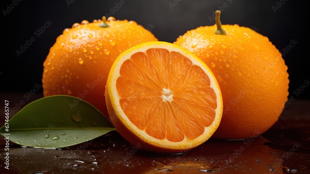 Studio photograph featuring a fresh orange with water splash, highlighted against a black backdrop. Studio photograph featuring a fresh orange with water splash, highlighted against a black backdrop.