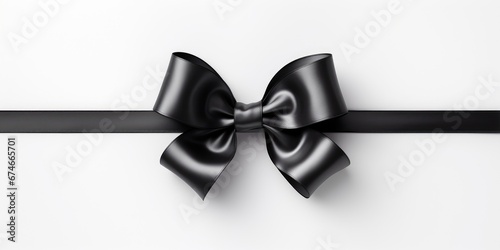 black silk bow on white background