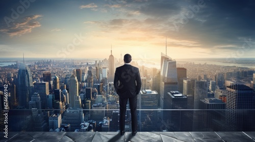 Businessman watching city from top of a building © Marharyta