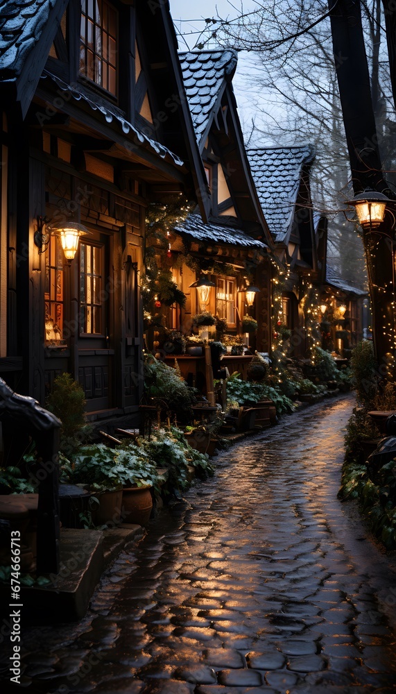 Beautiful alley in the old town of Riga, Latvia.