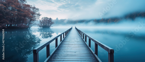 a wooden path to calm lake, landscape nature photo, minimal wallpaper photo