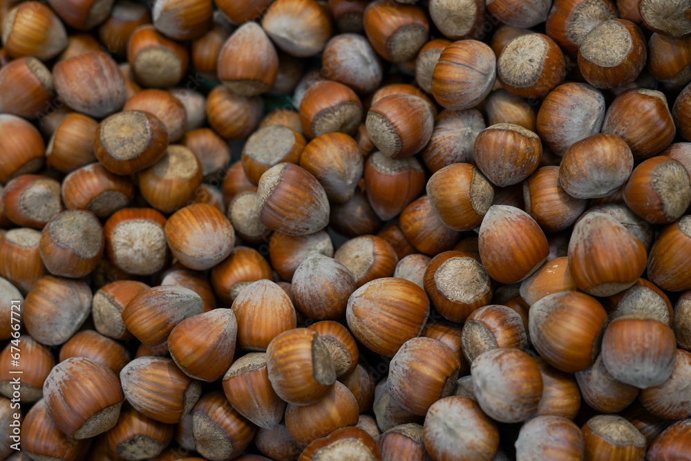 Hazelnut nut health organic food in the box in store Hazelnut nut health organic food in the box in store
