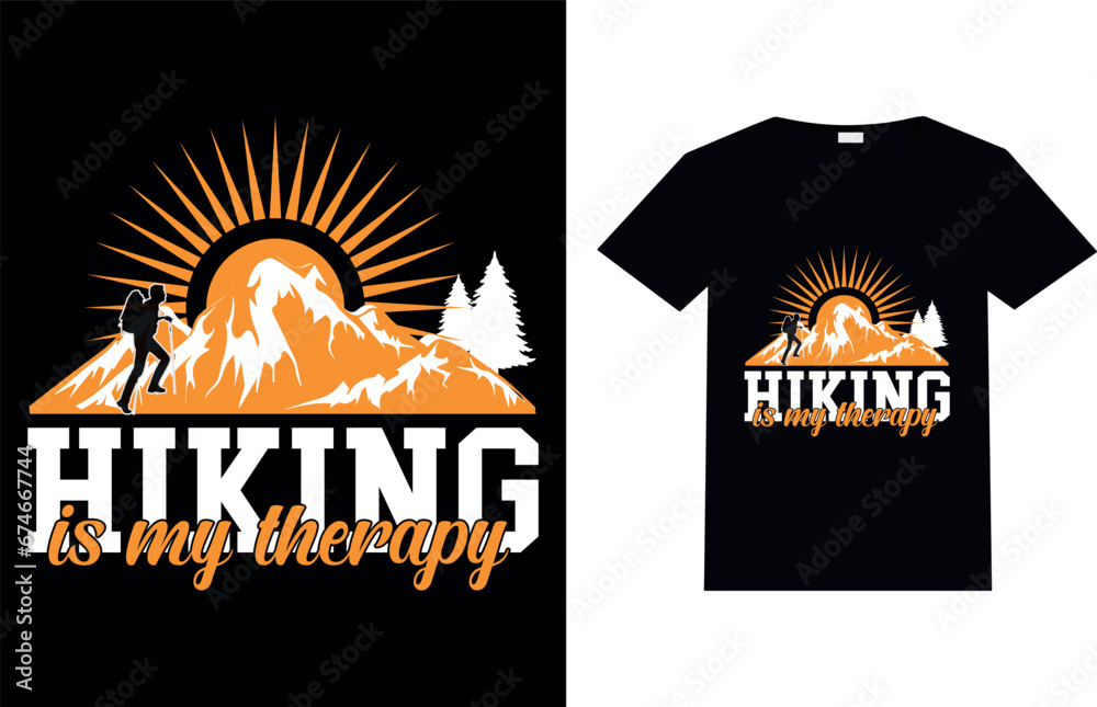 Hiking is my Therapy, Hiking T-shirt Design.