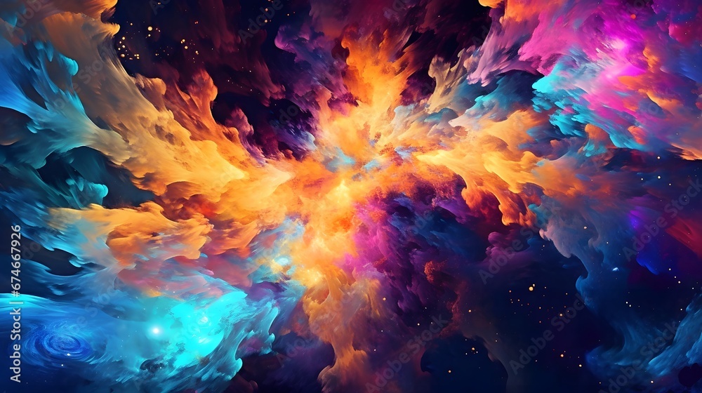 Abstract colorful background with nebula and stars. Colorful space background.
