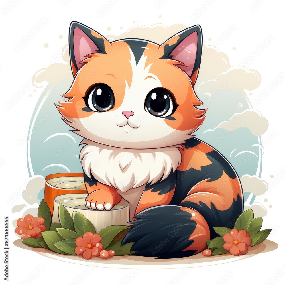 Cute Cat Sushi Salmon , Cartoon Graphic Design, Background Hd For Designer