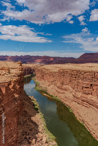 Vista into the Marble Canyon where the Colorado River goes under Navajo Bridge, Arizona