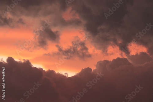 Orange, Black and white dramatic sunset sky line