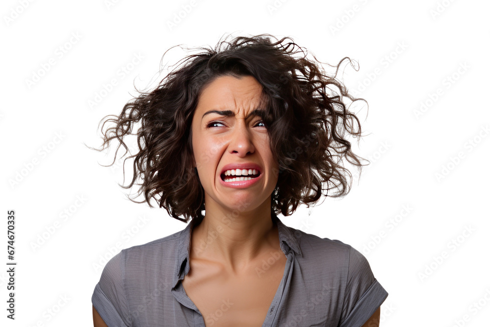 Studio portrait of upper half of a young woman showing facial expressions isolated on transparent png background. Human emotions, Face expressions. Studio portrait of upper half of a young woman showing facial expressions isolated on transparent png background. Human emotions, Face expressions.