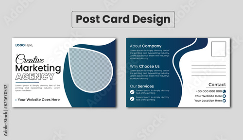 Double sided modern corporate business postcard design or EDDM postcard design template photo