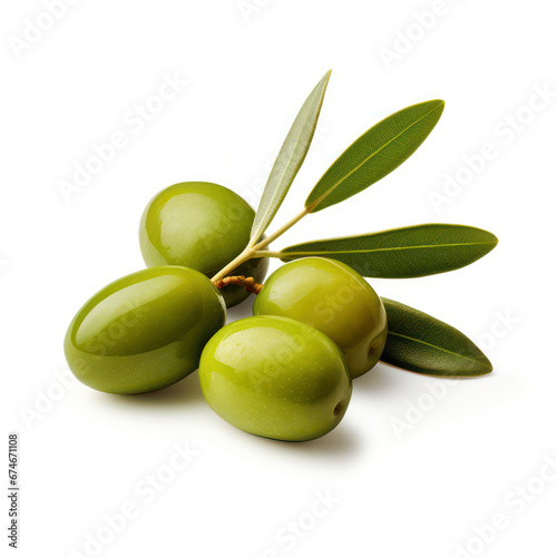 Wallpaper Mural Green Olives with Leaves Isolated on White Background Torontodigital.ca