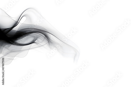 Round Wavy Black Smoke Isolated on White Background. Generative AI