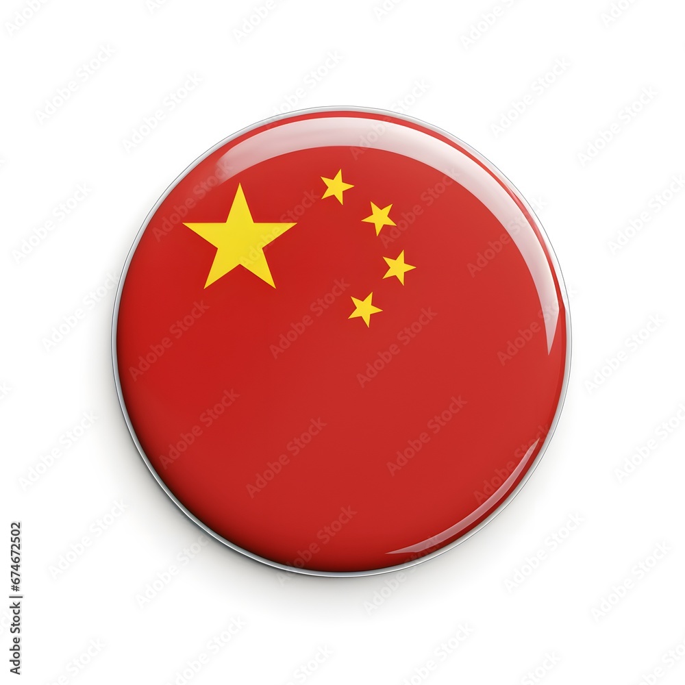 Button in colors of China national flag on white background Button in colors of China national flag on white background