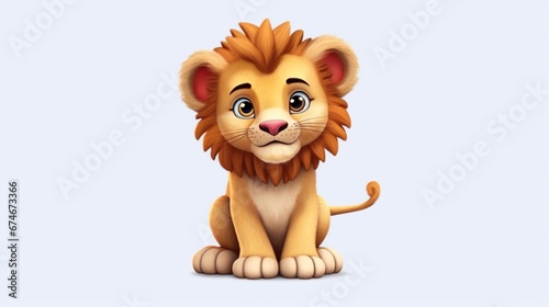 A drawn cute cartoon lion full body.Generative AI