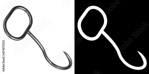 Photos 3D rendering illustration of a hay or meat hook