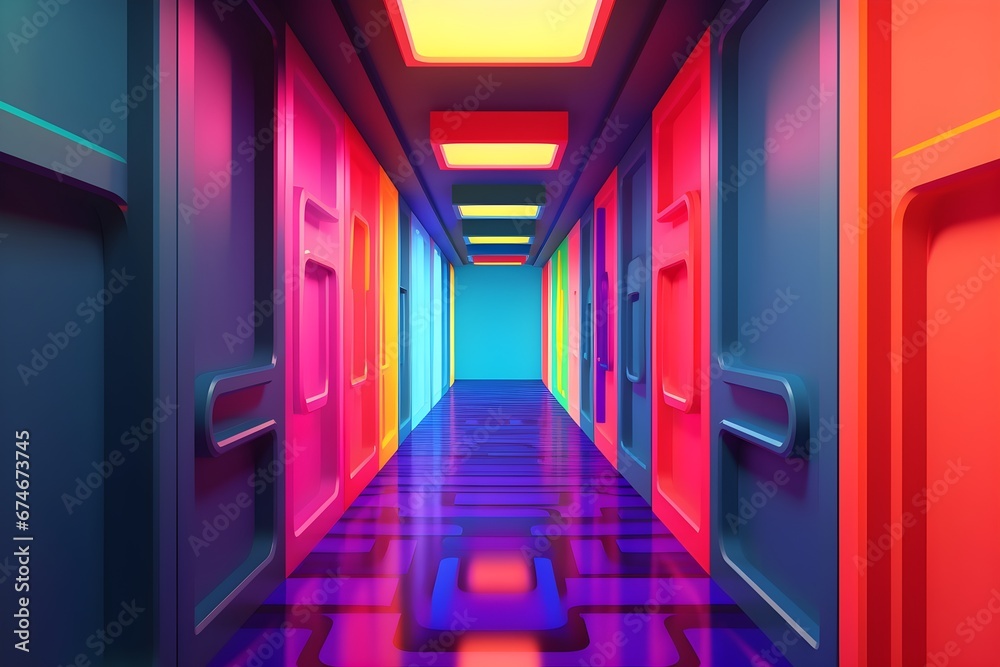 Abstract neon lines endless tunnel Abstract neon lines endless tunnel