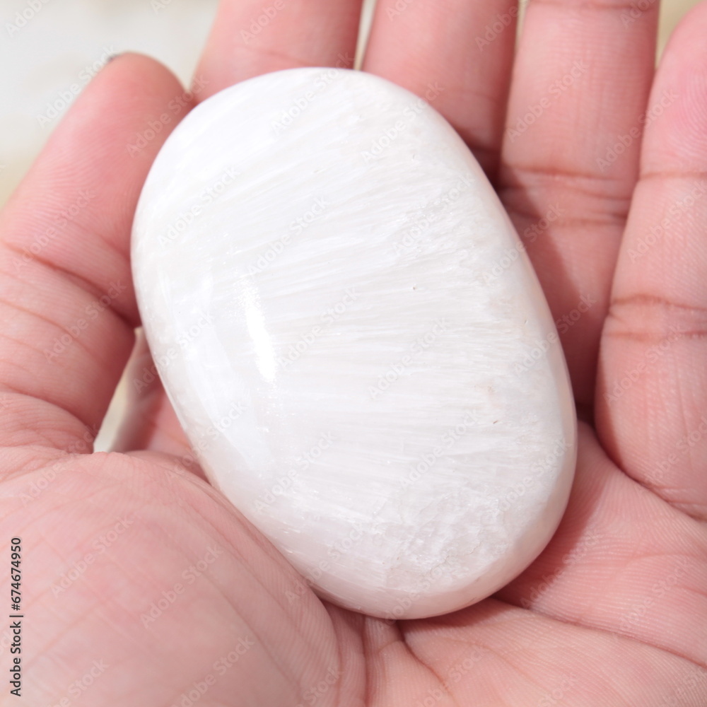 Scolecite Palm Stone from India Scolecite Palm Stone from India