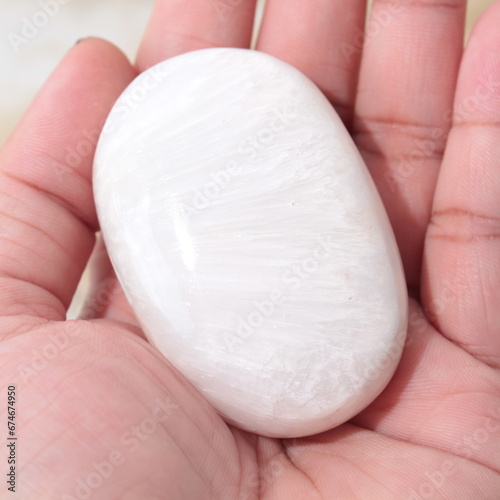 Scolecite Palm Stone from India photo