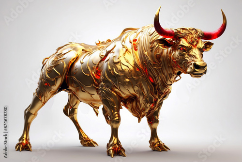 A melting red and gold bull.