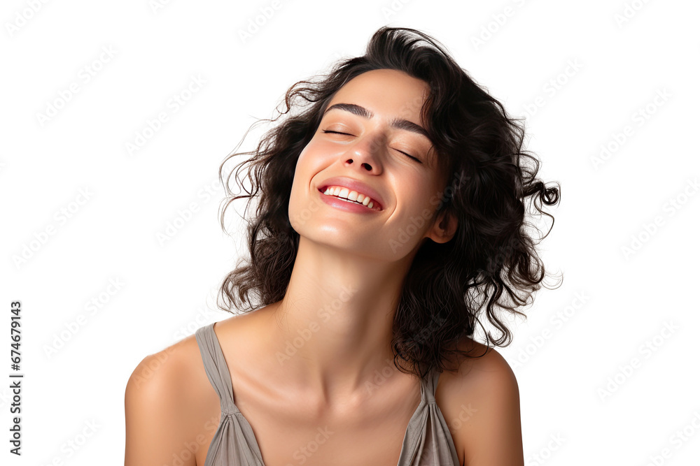 Studio portrait of upper half of a young woman showing facial expressions isolated on transparent png background. Human emotions, Face expressions. Studio portrait of upper half of a young woman showing facial expressions isolated on transparent png background. Human emotions, Face expressions.