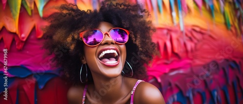 Young dark-skinned woman in fashionable sunglasses