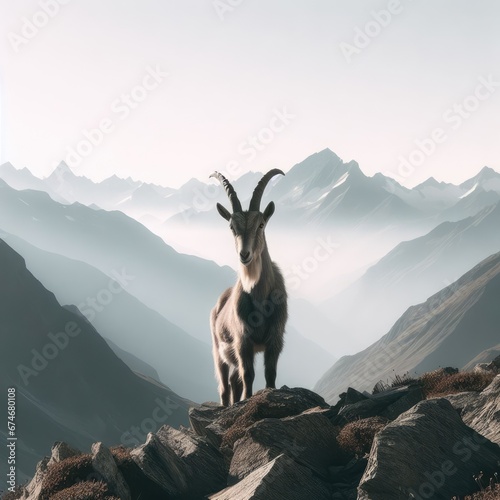 mountain goat in the mountains animal background for social media